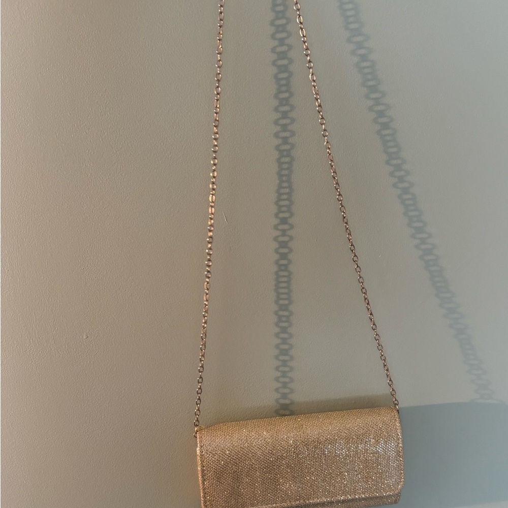 Gold Shimmer Clutch with Chain Strap